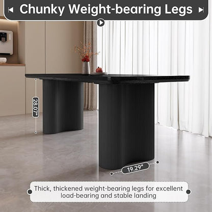 Miuuod 63" Black Dining Table for 4-6 People Large Rectangular Kitchen Table Modern Wood Dining Room Furniture Farmhouse Table for Living Room Home Office Workspace Easy Assembly