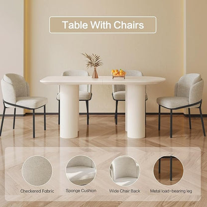 Dining Table Set for 6, Modern Kitchen Table with 6 Chairs, Dining Room Table Set for Kitchen,Dining Room,Home & Office (55.11" White Table with 6 Chairs)