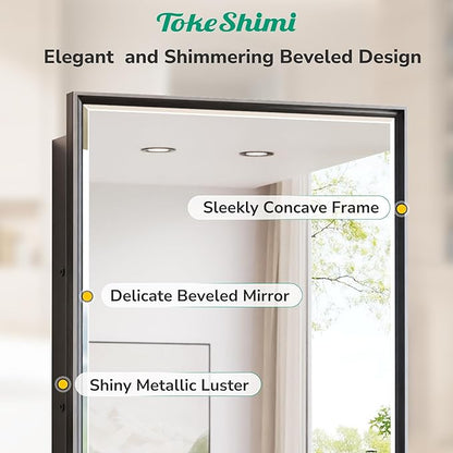 TokeShimi 24x36 Recessed Medicine Cabinet with Mirror Wall Mounted, Aluminum Alloy Black Mirrored Medicine Cabinet, Metal Beveled Mirror with Storage for Bathroom Vanity