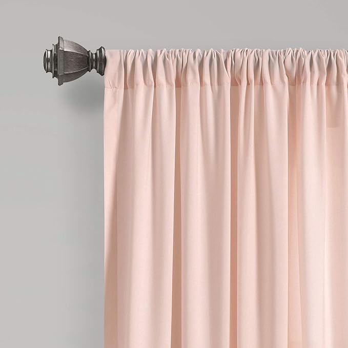 Lush Decor Allison Ruffle Light Filtering Window Curtain Panels Pair 40" W x 45" L Blush - Coquette Curtains for Bedroom - Drapes - Ruffle Curtains Kids
