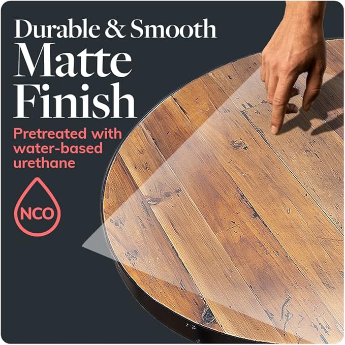 Reclaimed Wood Table Top - Rustic Recycled Wooden Piece Perfect for Signs, Kitchens, Dining and Coffee Table Tops (Reclaimed Wood Table Top with Metal Edge, 24" Round)