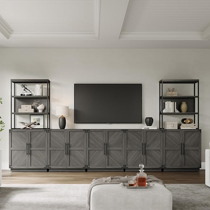 SICOTAS Sideboard Buffet Cabinet with Storage – Large Farmhouse Credenza with Doors & Adjustable Shelves for Living Room, Entryway