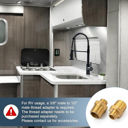GIMILI Black Kitchen Faucet with Pull Down Sprayer Single Hole Spring Kitchen Sink Faucet, Suitable for Farmhouses, RV, Utility Laundry Room, Outdoor, and Campers. Llave para fregadero de cocina