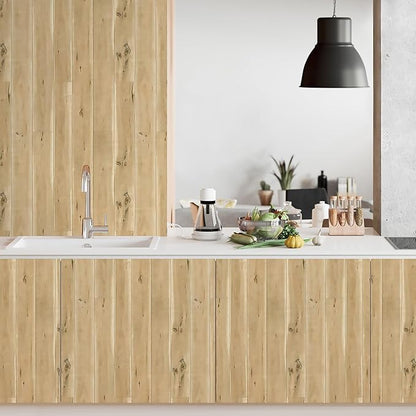 Yun-aeon Realistic Wood Peel and Stick Wallpaper 17.7"x300" Contact Paper Wood Grain Self-Adhesive Film Waterproof & Removable Wallpaper Decorative Vinyl for Kitchen Countertops Cabinets