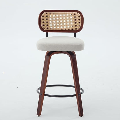 Modern Dining Chairs, Mid-Century Upholstered Kitchen Table and Chairs for Dining Room, Sturdy Stable Swivel Side Chairs with Easy Assembly for Kitchen Island, Bar, Counter or Living Room,Beige-Foam-s