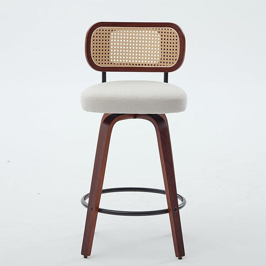 Modern Dining Chairs, Mid-Century Upholstered Kitchen Table and Chairs for Dining Room, Sturdy Stable Swivel Side Chairs with Easy Assembly for Kitchen Island, Bar, Counter or Living Room,Beige-Foam-s