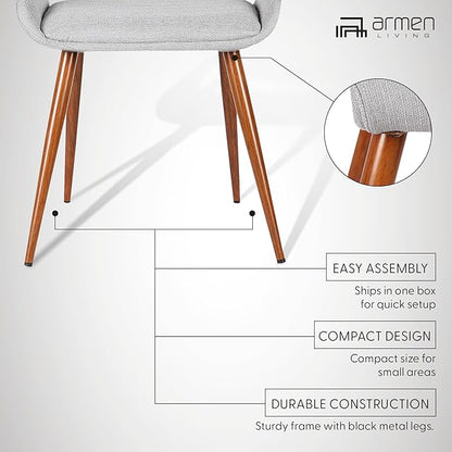 Armen Living Panda Mid-Century Dining Chair Walnut Finish and Gray Fabric