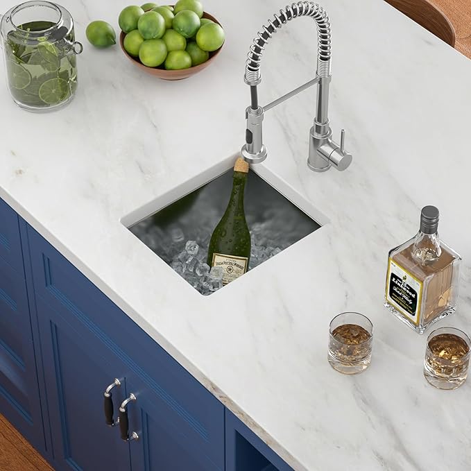 13" x 15" Bar Sink Undermount Kitchen Bar Sink Stainless Steel 16 Gauge Single Bowl Deep Undermount Bar Prep Sink Basin Rv Outdoor Garage