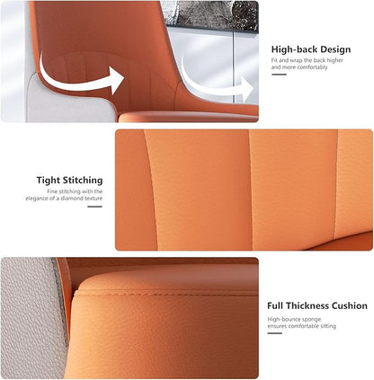 Wisfor Dining Chairs Set of 2: Faux Leather Upholstered Modern Chair with Backrest - Armless Accent Chairs with Metal Legs for Kitchen Living Room Bedroom (Orange+Grey)