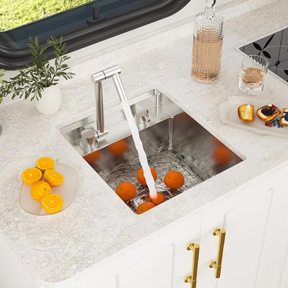 16x17 Inch Outdoor Sink Undermount RV Sink Workstation 16 Gauge Stainless Steel Single Bowl Handmade Concealed Outdoor Kitchen Sinks With Folding Faucet 16"x17"x9"