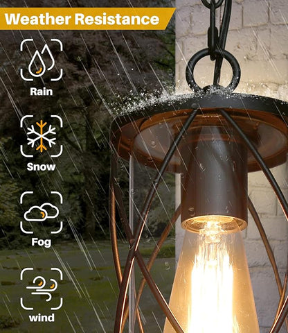 LALUZ Outdoor Hanging Light Fixture, Matte Black Exterior Pendant Light, Anti-Rust Outdoor Ceiling Hanging Light with Clear Glass, Farmhouse 1-Light Outdoor Chandelier for Gazebo, Patio, Porch, 6.5”W