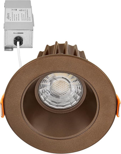 Maxxima 2 in. Ultra-Thin Recessed Anti-Glare LED Downlight - Canless IC Rated, 5 Color Temperature Selectable 2700K/3000K/3500K/4000K/5000K, Dimmable, Round Bronze Trim, 90 CRI