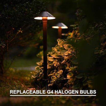 GOODSMANN Landscape Lighting Outdoor Low Voltage Landscape Lighting Kits 8PK Pathway Lights Wired 10W 25 Lumen 2700K Warm White Metal 12V Bronze Electric Sidewalk Walkway Lights with Cable Connectors