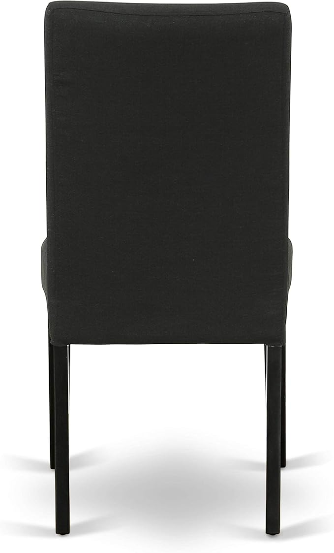 East West Furniture DRP1T24 Driscol Parson Chairs - Black Color Linen Fabric Padded Dining Chairs, Set of 2, Black