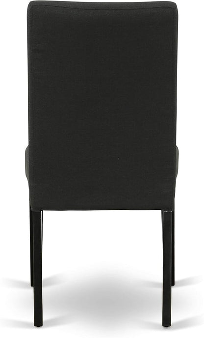 East West Furniture DRP1T24 Driscol Parson Chairs - Black Color Linen Fabric Padded Dining Chairs, Set of 2, Black