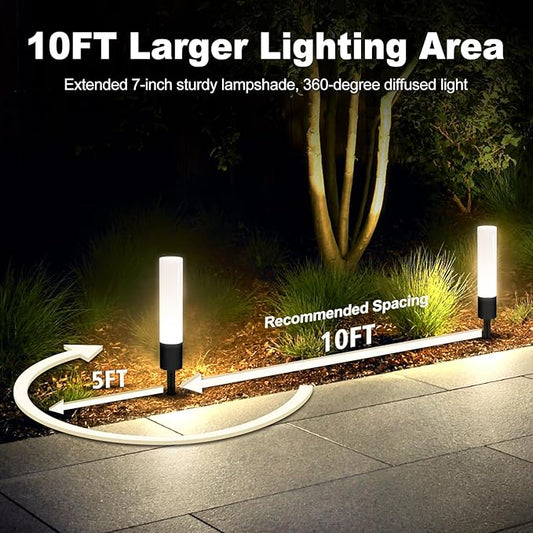 Landscape Lighting Low Voltage Pathway Lights, 8 Pack Landscape Path Lights 300LM 6W, 3000K Bollard Aluminum Low Voltage Landscape Lights Wired for Walkway Yard Garden