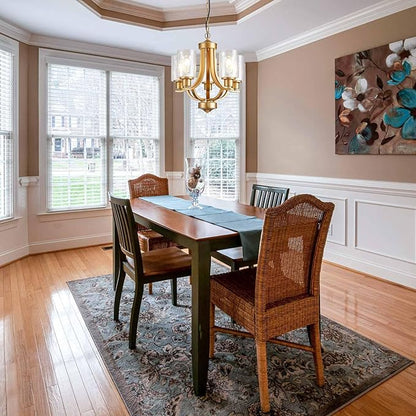 5-Light Dining Room Chandelier,Modern Small Chandeliers Gold Rustic Metal Farmhouse High Ceiling Pendant Light Fixtures for Living Room,Kitchen,Foyer,Bedroom