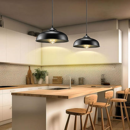 Plug in Pendant Light, Black Farmhouse Pendant Light Fixture with On/Off Switch, Vintage Hanging Lights with Plug in Cord, E26 Pendant Lighting for Kitchen Dining Room
