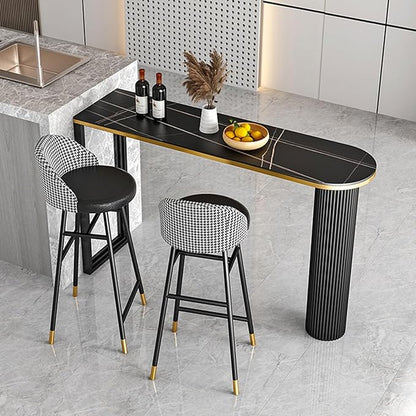 Small Round Marble Dining Table Marble Island Table for Kitchen, Bistro Pub Table Patio Height 105cm with Thickened Metal Frame for 2-6, for Small Places, Dining Living Room, C