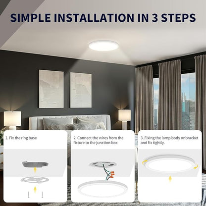 mw 4 Pack 16 Inch Flush Mount Ceiling Light, 30W, 5CCT 2700K/3000K/3500K/4000K/5000K, Dimmable Ultra Slim Modern LED Ceiling Light, Damp Location for Bedroom, Kitchen, Laundry Room, ETL Listed
