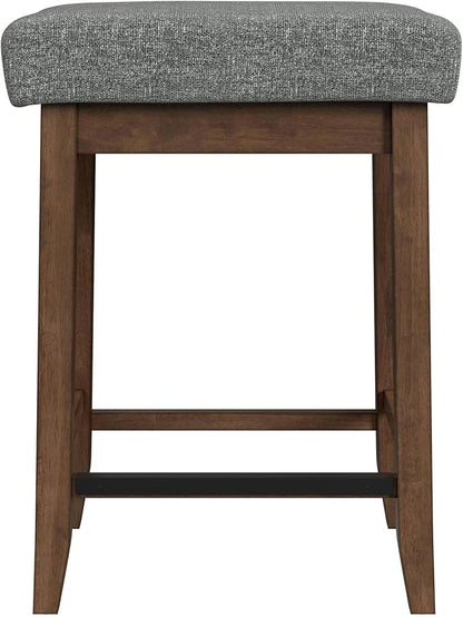 Picket House Furnishings Veronica Kitchen Island 2 Counter Stools - Grey/Walnut