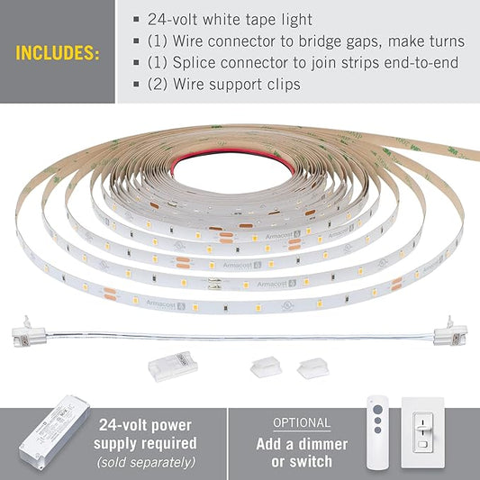 Armacost Lighting RibbonFlex Pro 24V White LED Strip Lights 30 LED/m, 4000K, 32.8 ft 154250