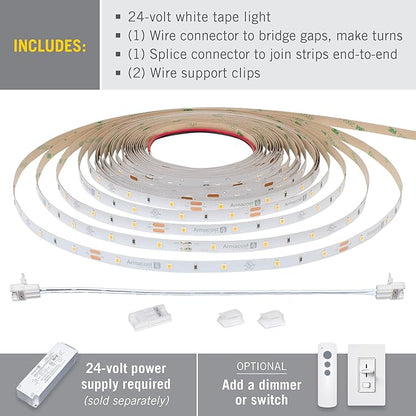 Armacost Lighting RibbonFlex Pro 24V White LED Strip Lights 30 LED/m, 2700K, 16.4 ft 134230