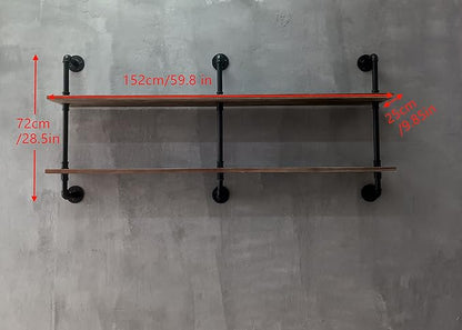 HDDFER Floating Shelves for Wall Laundry Room Shelves Bookshelf Industrial Pipe Shelving Shelf Real Wood Planks 60 inch Rustic Wall Shelves Hanging Bookshelves Farmhouse Kitchen Bar Shelving