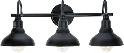 Kenroy Home Dale 3 Light Vanity Light with Black Finish, Rustic Style, 9" Height, 24" Width, 10.313" Depth