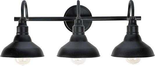 Kenroy Home Dale 3 Light Vanity Light with Black Finish, Rustic Style, 9" Height, 24" Width, 10.313" Depth