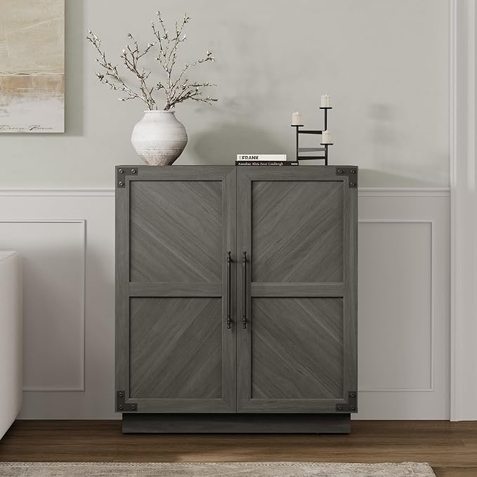 SICOTAS Sideboard Buffet Cabinet with Storage, Farmhouse Credenza with Doors & Adjustable Shelves, Storage Cabinet for Living Room, Entryway