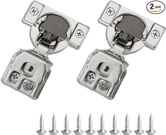 1-1/4 Inch Overlay Soft Close Cabinet Hinges, 2 Pack Slow Soft Close Hinges for Kitchen Cabinets Satin Nickel Hidden Self Closing Kitchen Cabinet Hinges for Cupboard