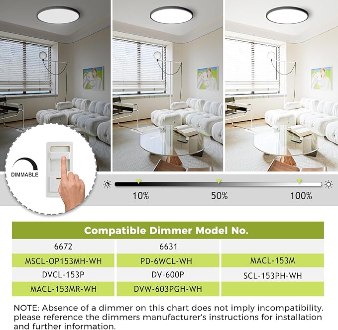 hepside 2Pack LED Flush Mount Ceiling Light Fixture, 15Inch 30W, Dimmable&3000K/3500K/4000K/5000K/6500K Adjustable Low Profile Ceiling Lights, Round Flat Ceiling Light for Kitchen,Hallway-Black