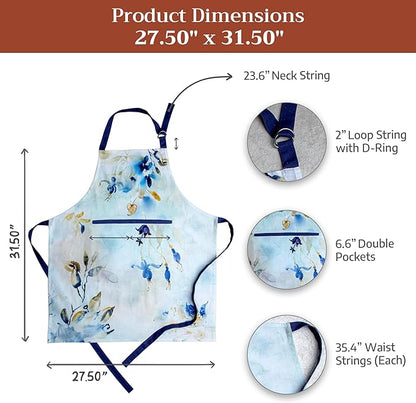 Maison d' Hermine 100% Cotton Apron for women with Pocket Kitchen Chef Apron for Men Cooking Mothers Day Gifts