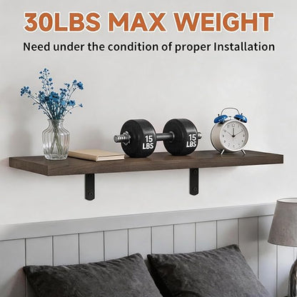 LifetimeWarranty Easy Install Wall Shelves with Brackets,15.7 Inch Wall Mounted Wood Floating Wall Shelf, Small Wall Shelf for Storage&Home Decor, Living Room,Kitchen,Office,Book Corner Shelf,Set of 3