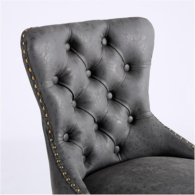 Aged and Retro PU Swivel Barstools Adjusatble Seat Height from 26-33 Inch, Modern Bar Stools with Backs Comfortable Tufted for Home Pub and Kitchen Island