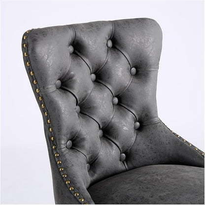 Aged and Retro PU Swivel Barstools Adjusatble Seat Height from 26-33 Inch, Modern Bar Stools with Backs Comfortable Tufted for Home Pub and Kitchen Island