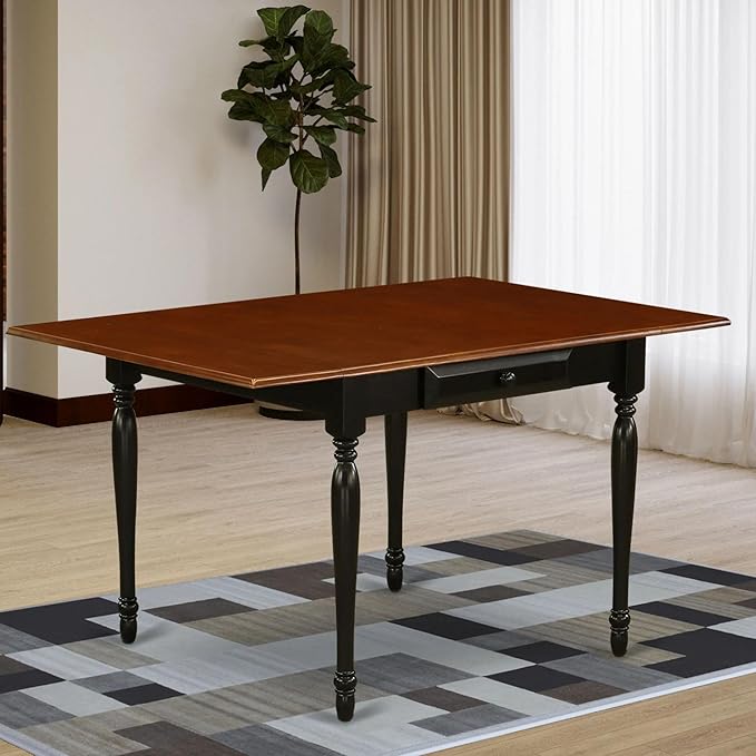 East West Furniture MZT-BCH-T Monza Mid-Century Modern Dining Table - a Rectangle Dining Table Top with Dropleaf & Stylish Legs, 36x54 Inch, Black & Cherry