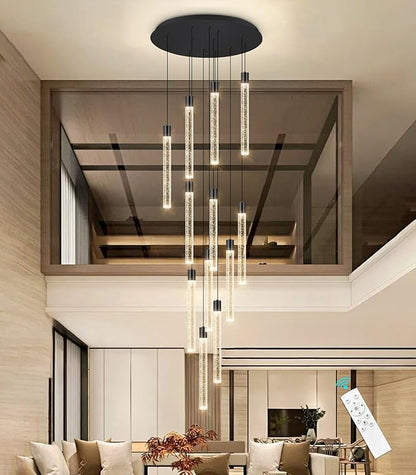 10-Lights Modern Chandelier for Staircase LED Dimmable Chandelier Crystal Chandelier Pendant Lights for High Ceiling Chandelier for Foyer