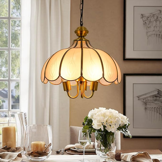15" European-Style Palace Chandelier, 3-Light Vintage Gold Ceiling Light Fixture, Modern Gorgeous Metal Hanging Pendant Lamp for Farmhouse Dining Room Bedroom Kitchen Island