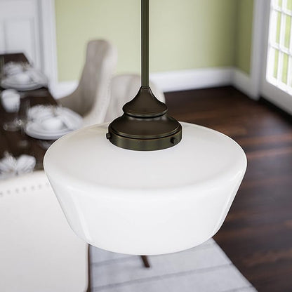 Kenroy Home Cambridge 1 Light Pendant with Blackened Oil Rubbed Bronze Finish, Rustic Style, 9.5" Height, 12" Width, 12" Depth