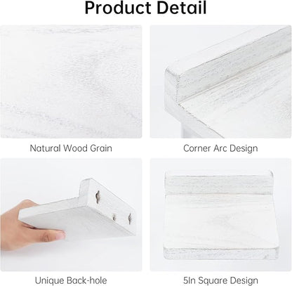 Small Floating Shelves,5x5 Inch Display Ledges for Wall,Set of 6 Small Shelves,Rustic Wood Shelf for Bedroom Living Room Kitchen Office-Rustic White