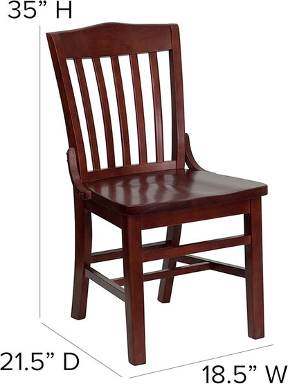 Flash Furniture HERCULES Series School House Back Mahogany Wood Restaurant Chair (Pack of 4)
