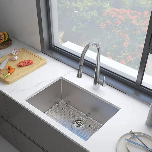 Undermount Kitchen Sink 28 x 19",3D Embossed Surface-18 Gauge 10" Deep Stainless Steel Single Bowl with Accessories
