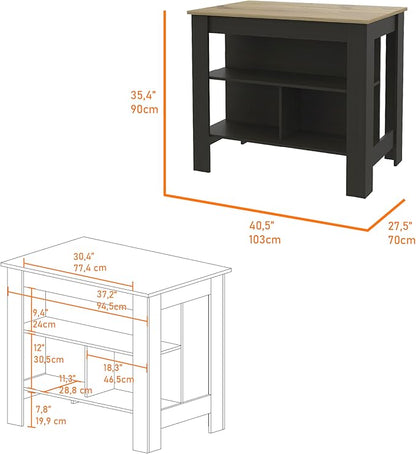 GOWE 3-Shelf Kitchen Island Wenge and Light Oak