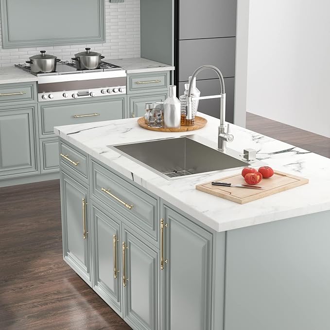 Kichae 28 Drop in Kitchen Sink - 28x22 Inch Kitchen Sink Drop in 16 Gauge Stainless Steel Single Bowl Handmade Topmount Basin with Drain Strainer