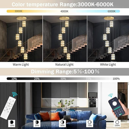 6-Lights Modern Crystal Pendant Lights for Kitchen Island LED Dimmable Glam Pendant Lighting Chandelier for Dining Room Hallway Corner Lamp Gold