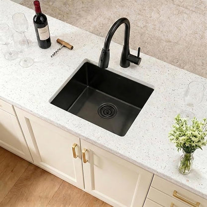 Black Undermount Bar Sink, 16 Gauge 304S Stainless Steel Undermount Kitchen Sink, All In One Workstation Sink with Accessories, 15" x 17" x 10" Small Kitchen Sink for Wet Bar, Outdoor and RV