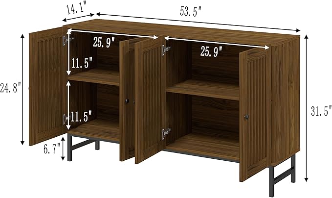Gyger Buffet Storage Cabinet with 4 Doors,Kitchen Sideboard with Storage,Coffee Bar Cabinet for Kitchen,Living Room,Natural