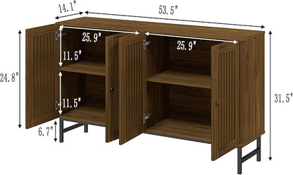 Gyger Buffet Storage Cabinet with 4 Doors,Kitchen Sideboard with Storage,Coffee Bar Cabinet for Kitchen,Living Room,Natural